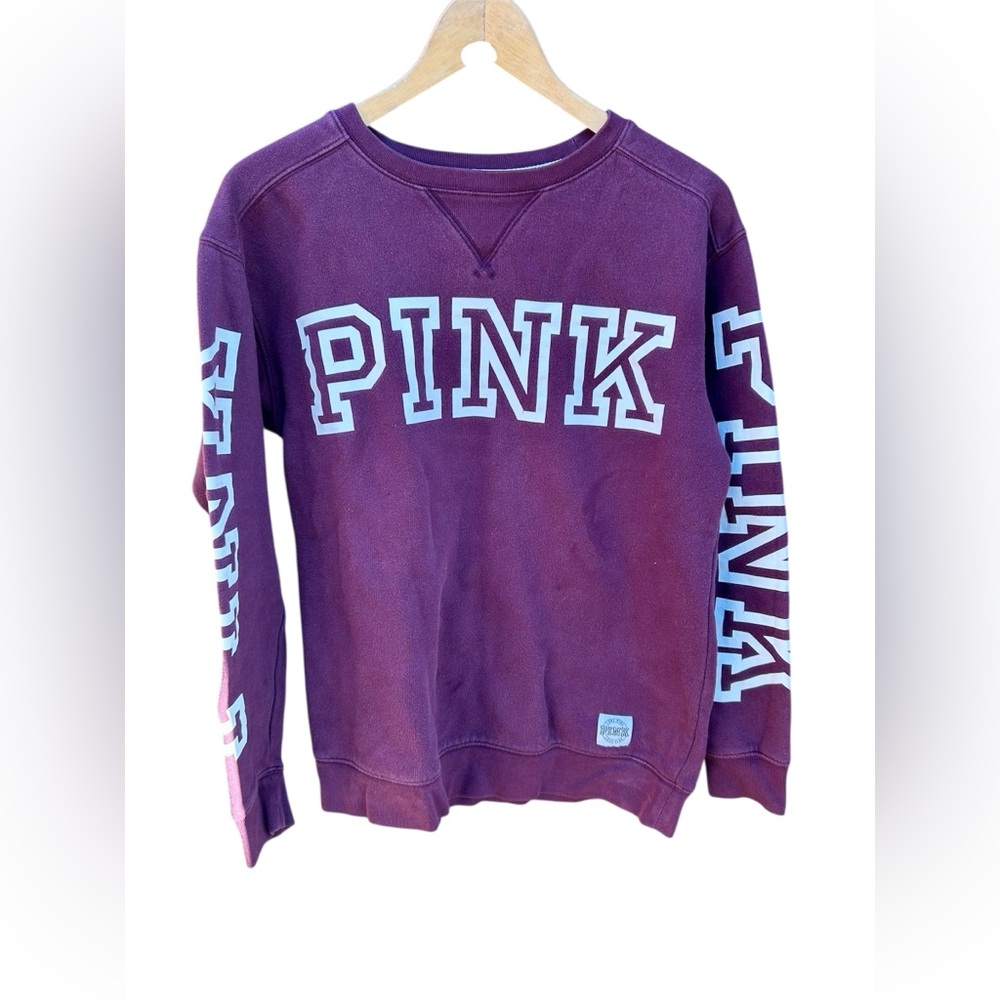Y2K Victoria’s Secret Pink Sweatshirt Campus Crew Burgundy Sz. XS
